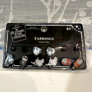NIB Disney Tim Burton Nightmare Before Christmas Earring 6 pair set